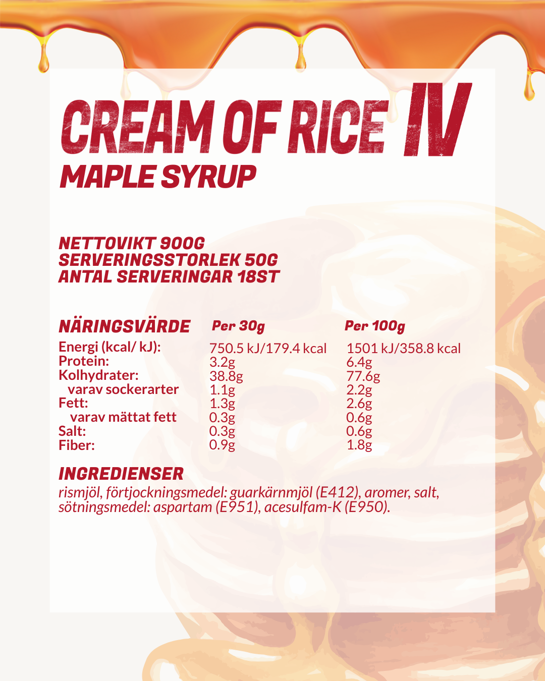 CREAM OF RICE MAPLE SYRUP